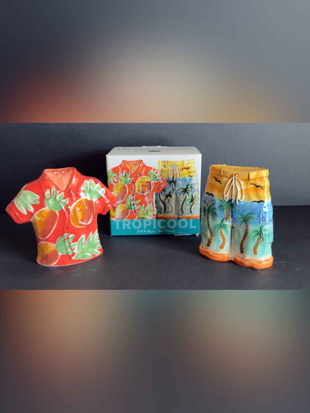 New Clay Art Tropicool Hawaiian Theme Salt/Pepper Shakers